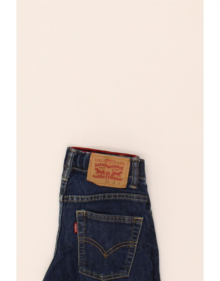 LEVI'S Boys Slim Jeans 7-8 Years W24 L21 Navy Blue Cotton Vintage Levi's and Second-Hand Levi's from Messina Hembry 
