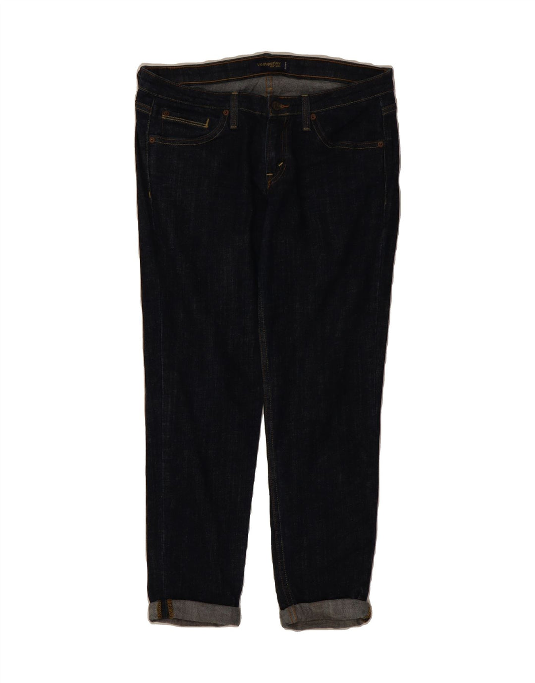 LEVI'S Womens 524 Super Low Straight Jeans US 9 Medium W30 L27 Navy Blue Vintage Levi's and Second-Hand Levi's from Messina Hembry 
