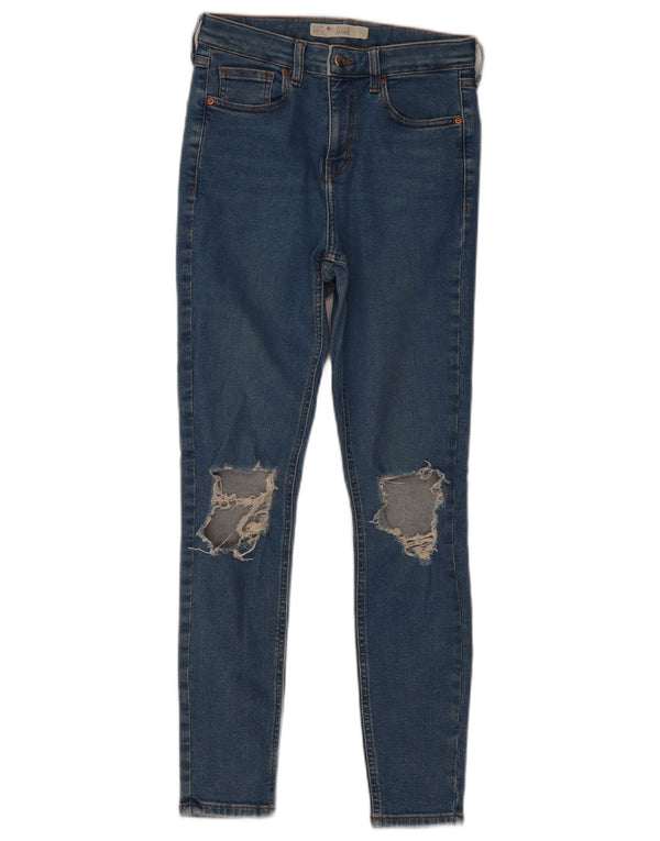 Topshop Womens Jamie Distressed Skinny Jeans W28 L29 Blue Cotton