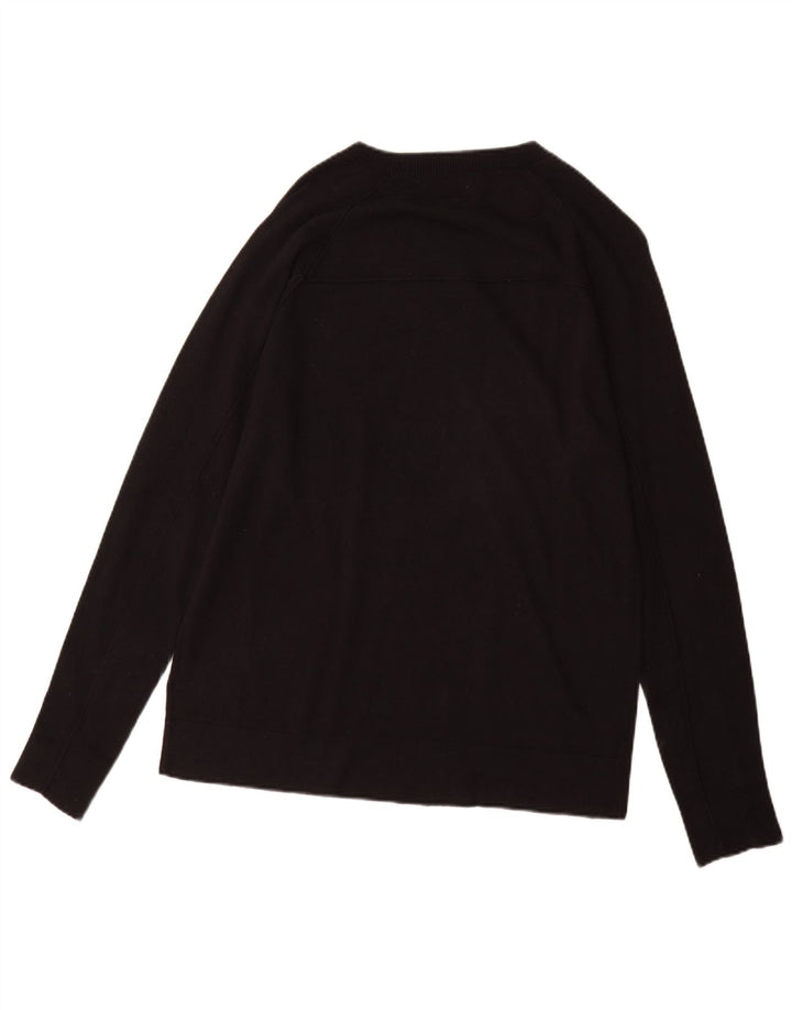 Мужской джемпер с вырезом лодочкой Farhi, большой черный хлопковый свитер