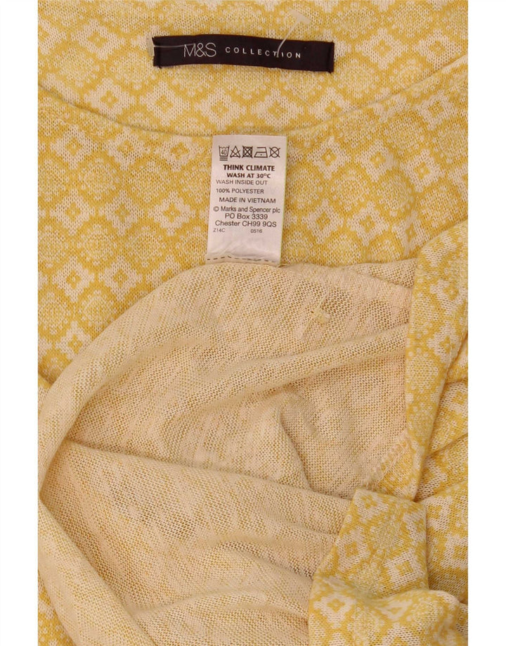 Женский топ Marks & Spencer с рукавом 3/4, Великобритания 12, средний желтый с геометрическим рисунком