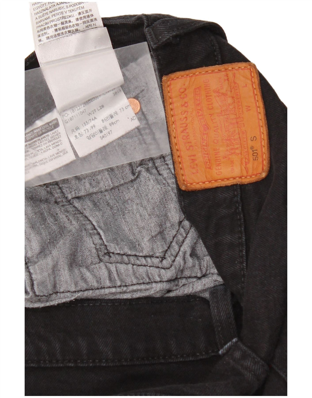 Мужские прямые джинсы Levi's 501 W29 L28, черный хлопок