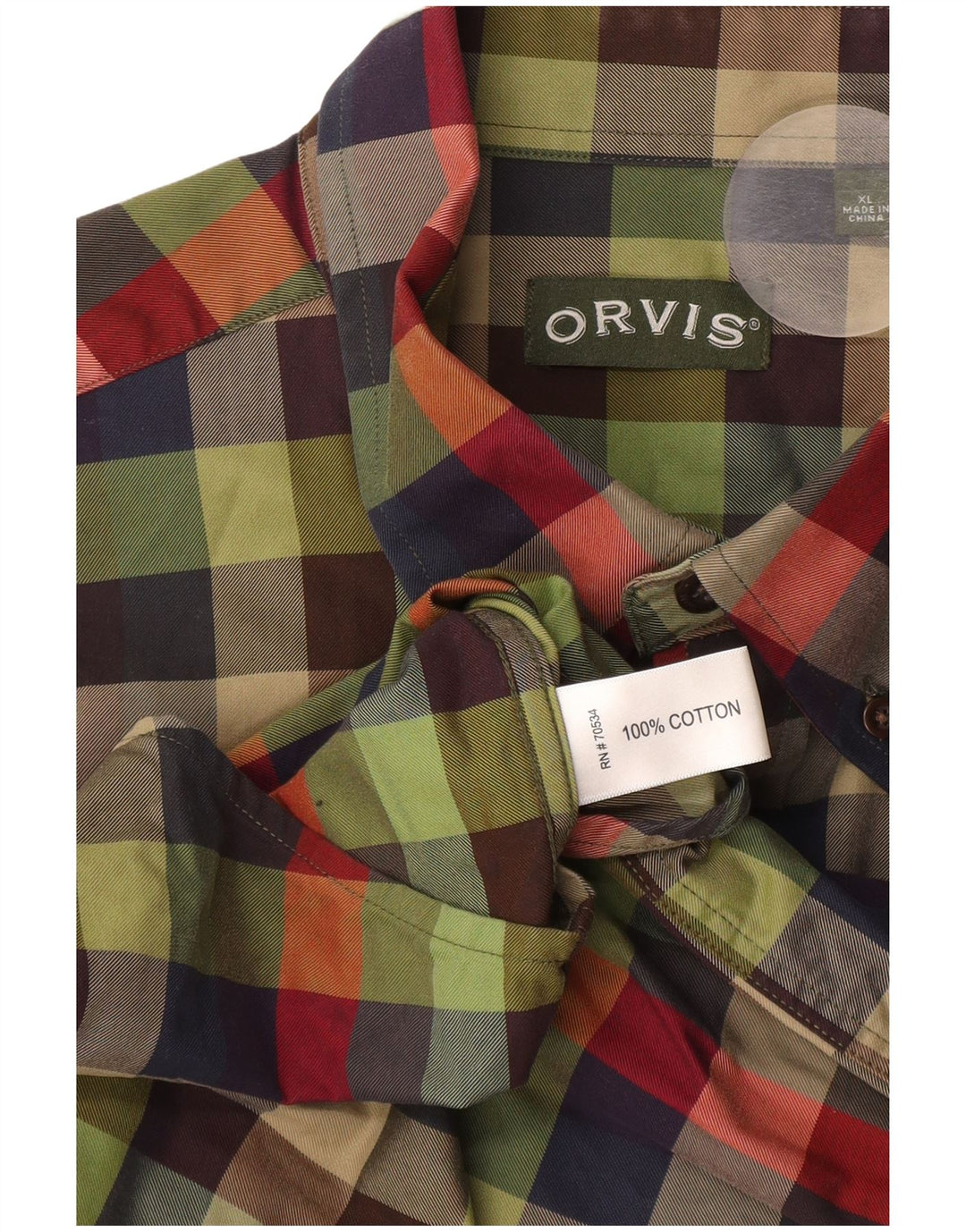 Мужская рубашка Orvis XL в зеленую клетку, хлопок