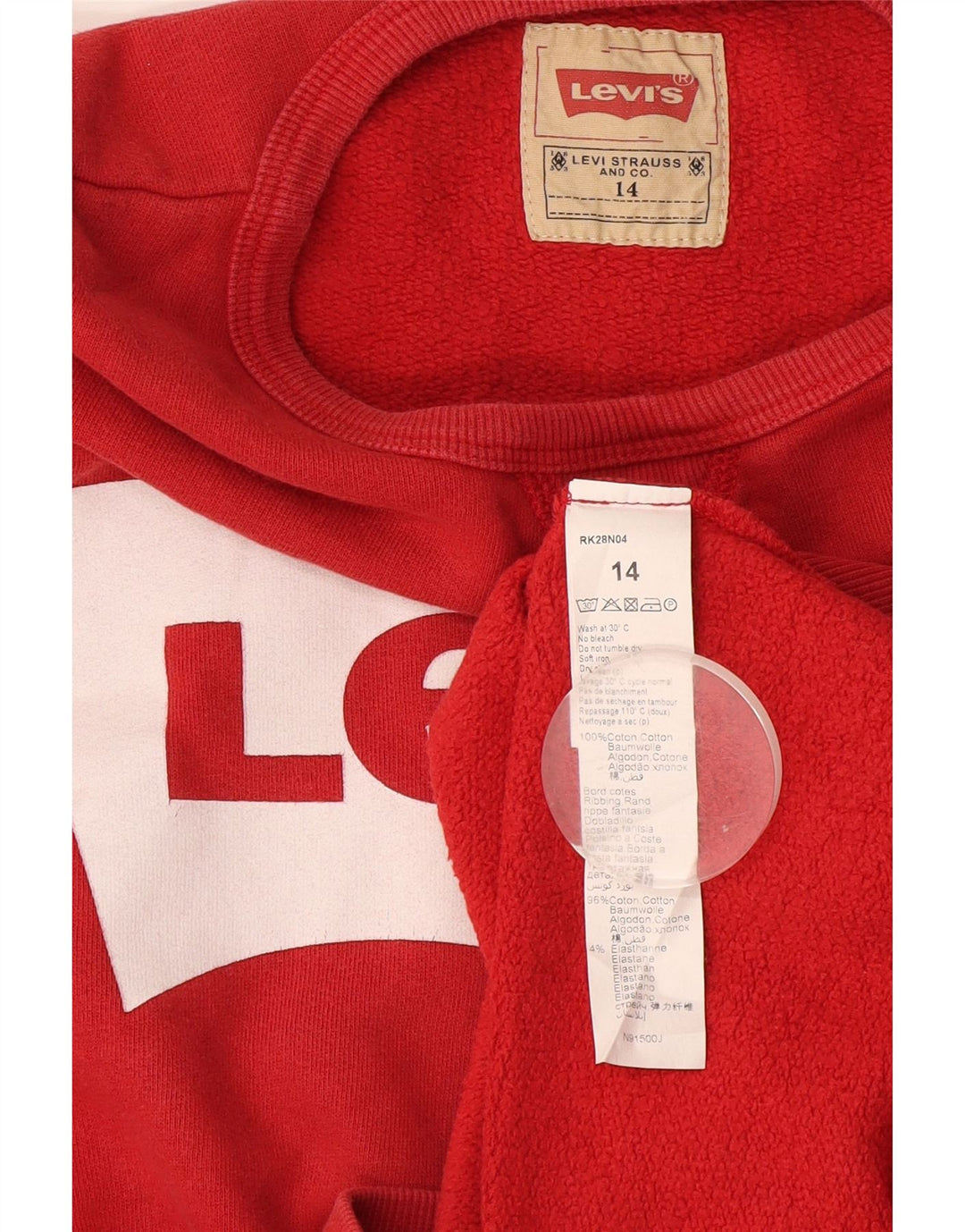 Свитшот с рисунком Levi's для мальчиков 13-14 лет, красный хлопок