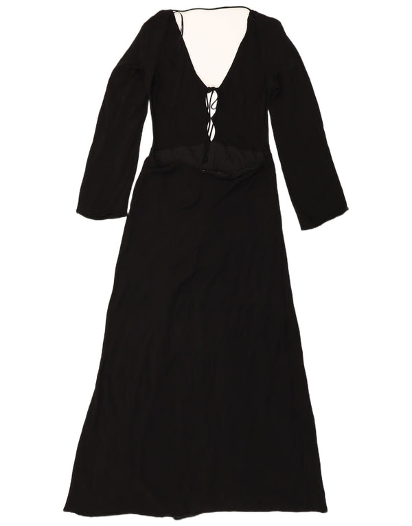 Женское платье макси с длинным рукавом ZARA UK 18 XL, черное из вискозы