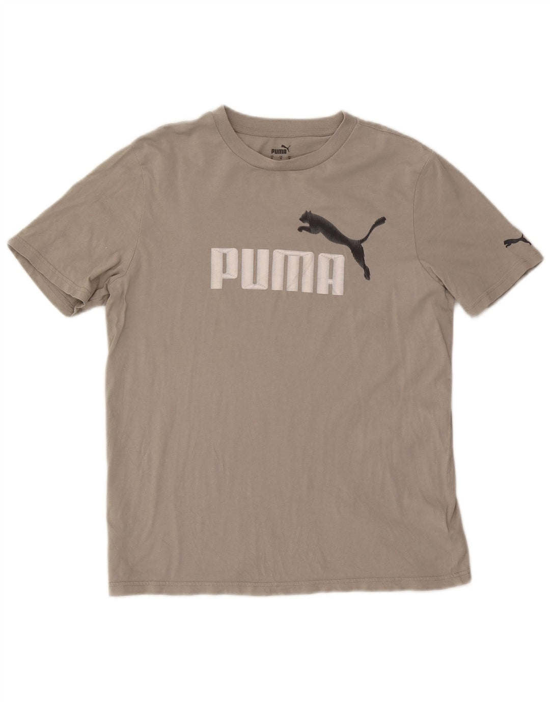 Мужская футболка с рисунком Puma, хлопковый топ среднего серого цвета