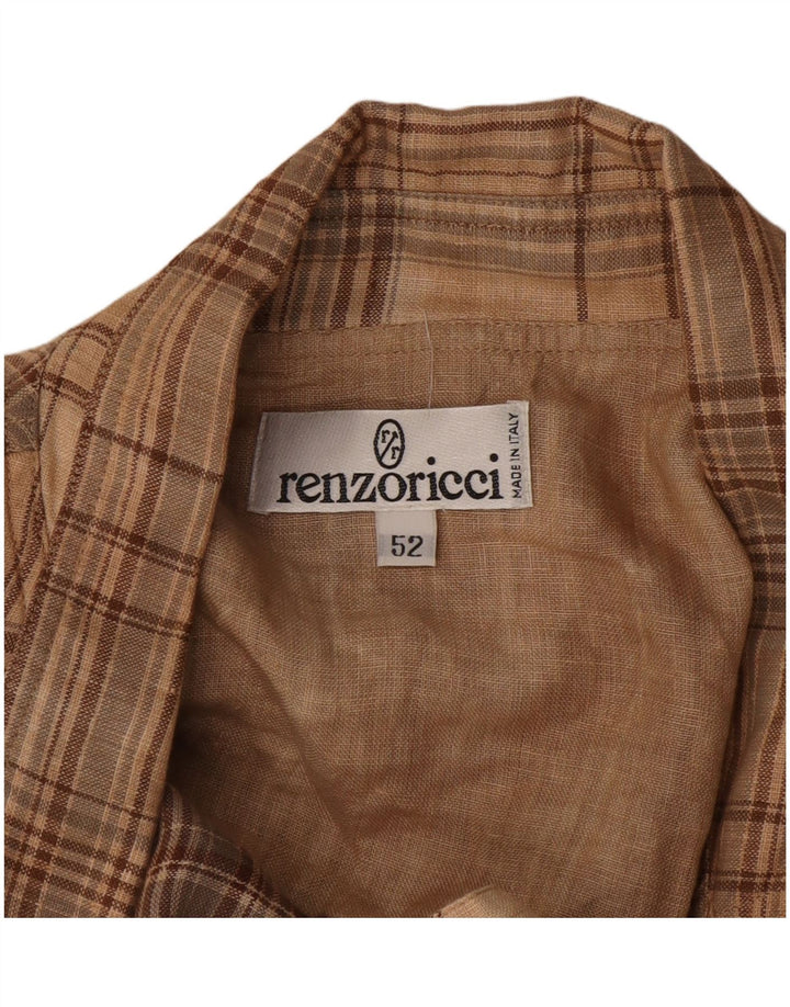 Винтажный мужской пиджак на 3 пуговицах IT 52 XL в бежевую клетку