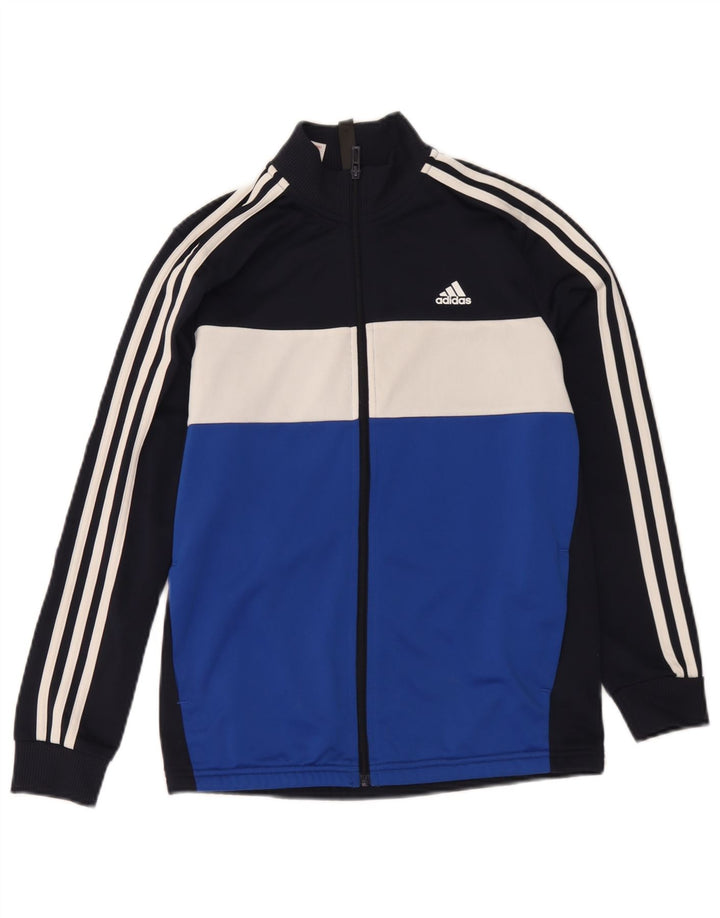 Спортивный костюм Adidas для мальчиков, верхняя куртка 13–14 лет, синяя, полиэстер с цветными блоками