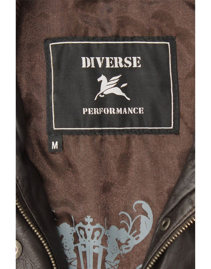 Винтажная женская кожаная куртка UK 12, кожа среднего коричневого цвета