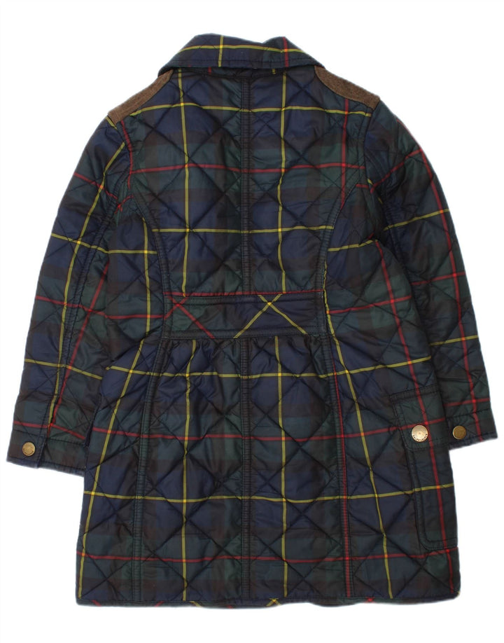 Стеганая куртка для девочек 3-4 лет Ralph Lauren Темно-синяя клетка