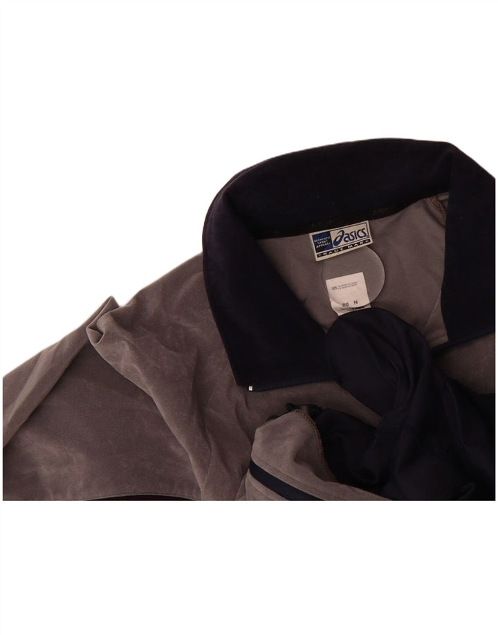 ASICS Mens Tracksuit Top Jacket Large Navy Blue Colourblock Polyester