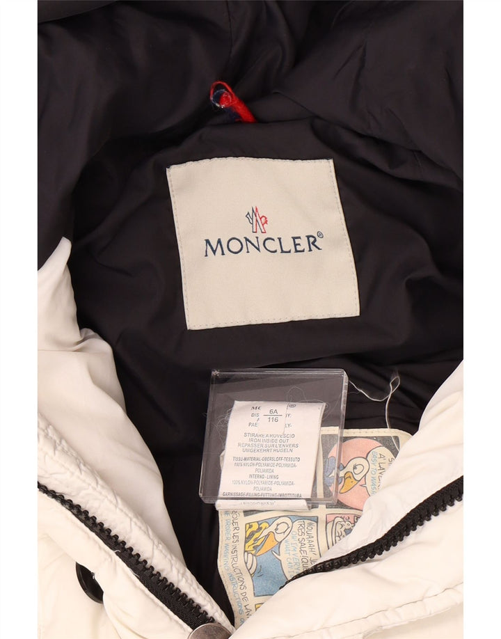 MONCLER Стеганая куртка с капюшоном для девочек 5-6 лет, белый нейлон
