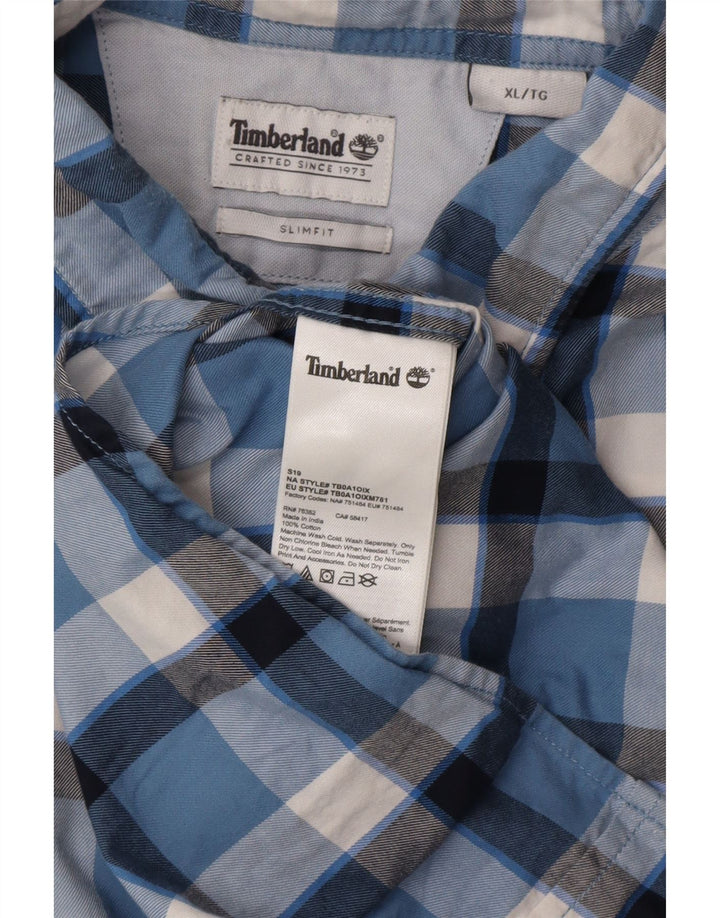 TIMBERLAND Мужская рубашка приталенного кроя XL, синяя клетка, хлопок