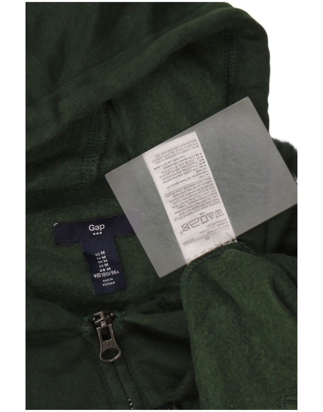 Мужской свитер с капюшоном и молнией с графическим рисунком Gap, хлопковый средний зеленый цвет