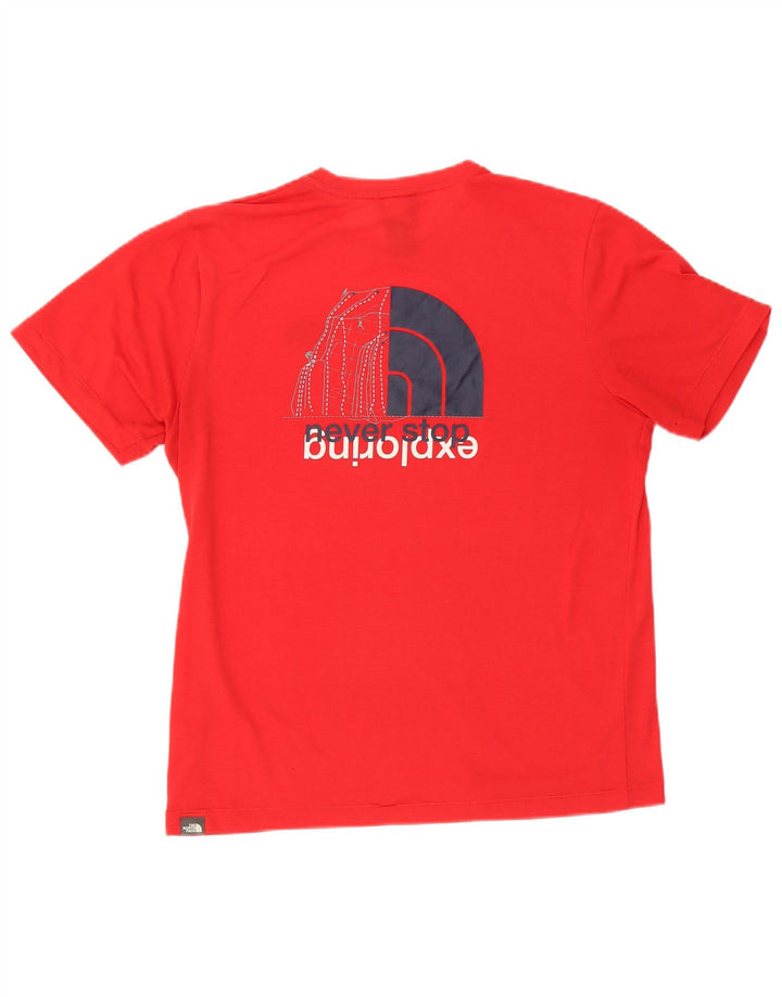 Мужская футболка с рисунком The North Face, верх из полиэстера среднего красного цвета