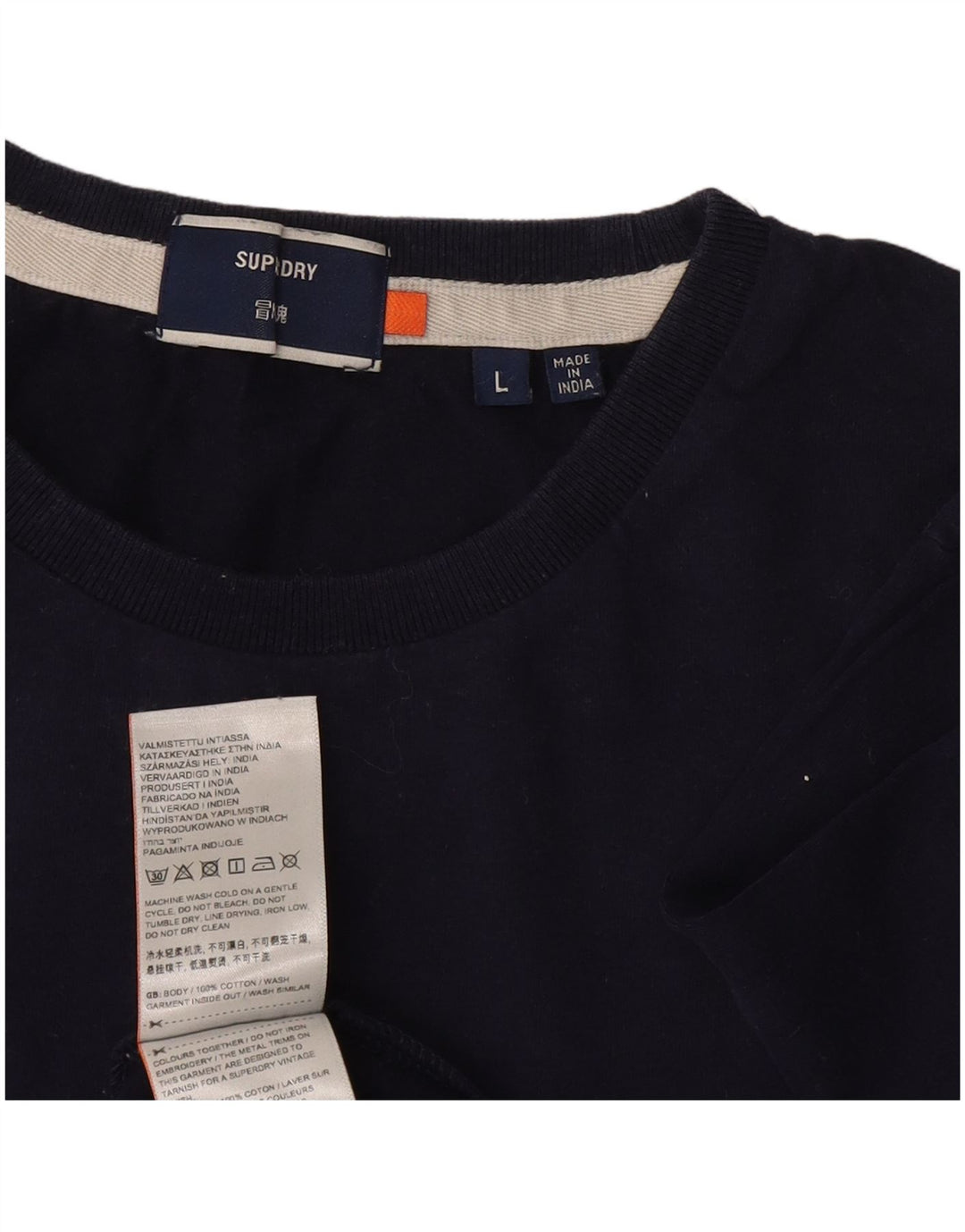 Женская футболка Superdry Top UK 16, большой размер, темно-синий, хлопок