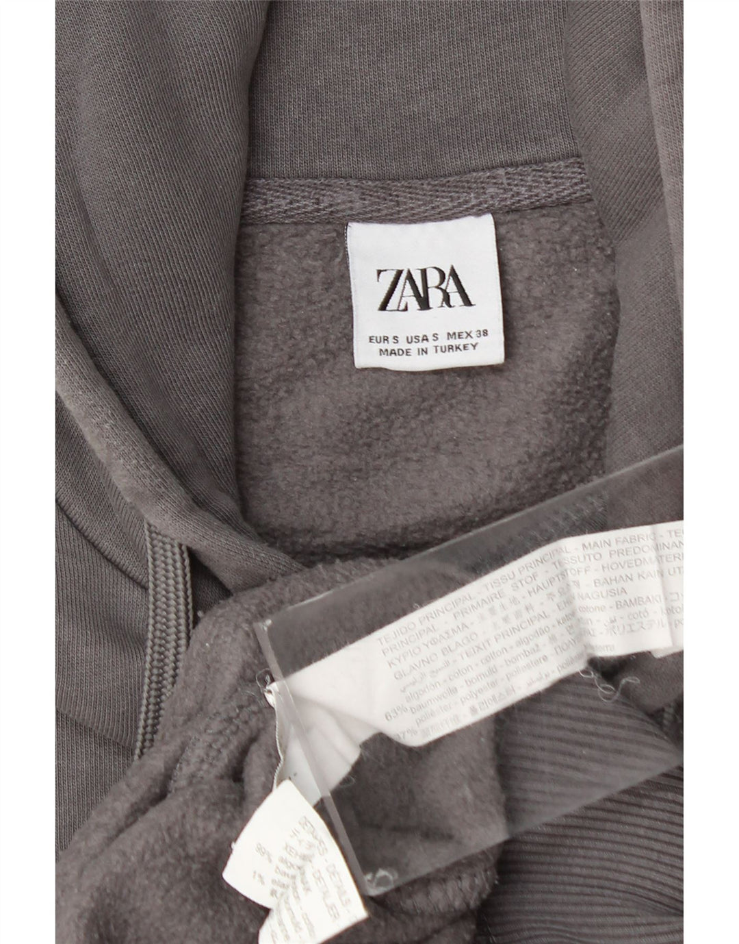 Мужской джемпер с капюшоном ZARA, маленький серый, хлопок
