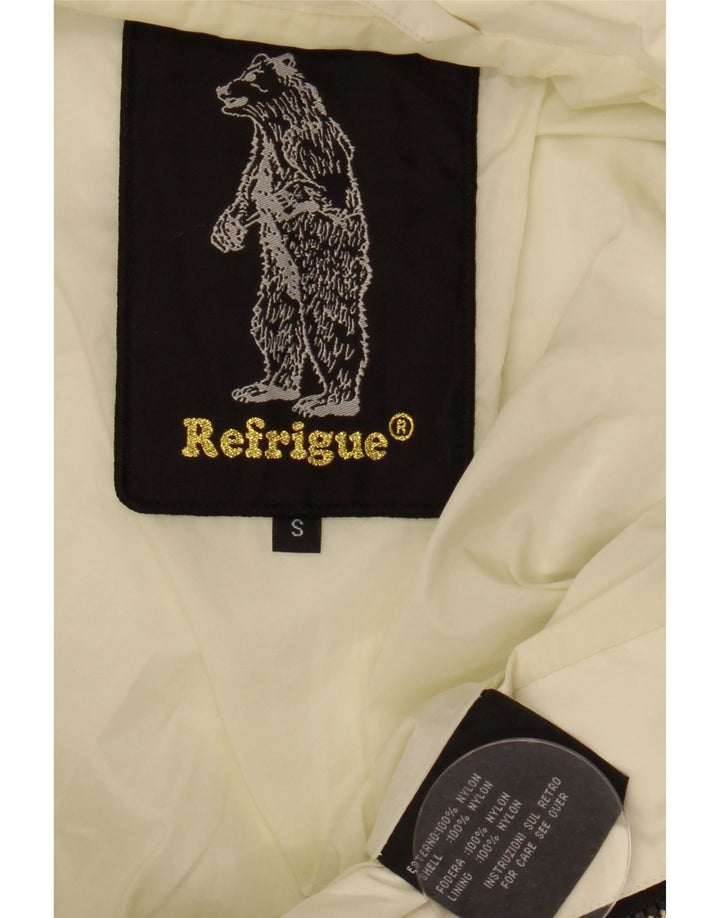 Женский укороченный бомбер REFRIGUE UK 10, маленький, из нейлона с цветными блоками белого цвета