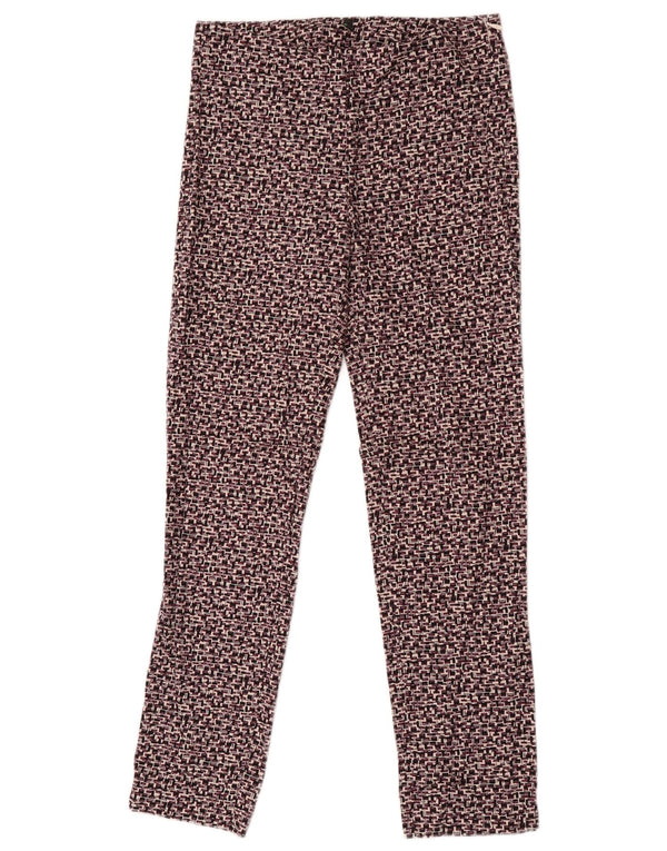 Женские укороченные брюки скинни Benetton UK 8 Small W27 L26 Фиолетовые с геометрическим рисунком