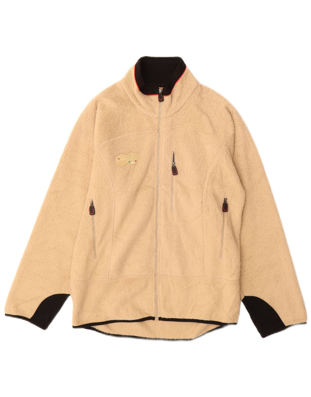Мужская флисовая куртка Fila Italia UK 36, маленькая, бежевый, полиэстер с цветными блоками