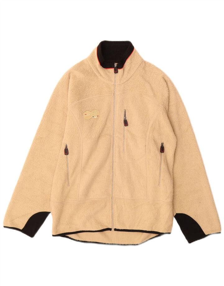 Мужская флисовая куртка Fila Italia UK 36, маленькая, бежевый, полиэстер с цветными блоками