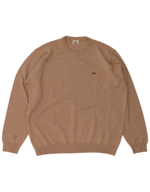Мужской джемпер с круглым вырезом Lacoste, размер 8, 3XL, коричневый, шерсть