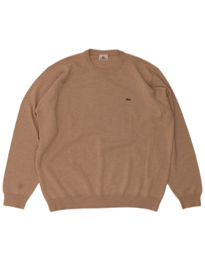 Мужской джемпер с круглым вырезом Lacoste, размер 8, 3XL, коричневый, шерсть