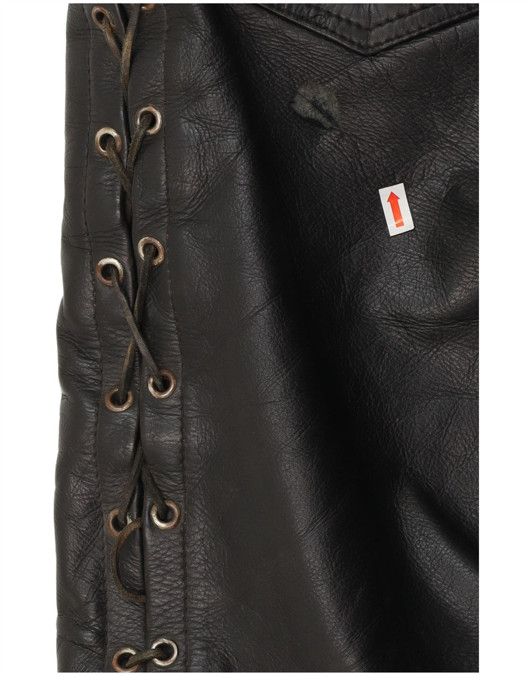 ВИНТАЖНЫЕ Мужские прямые кожаные брюки W30 L30 черные