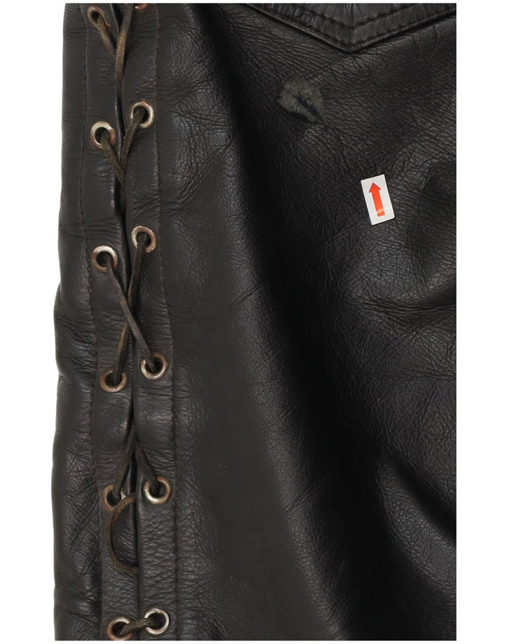 ВИНТАЖНЫЕ Мужские прямые кожаные брюки W30 L30 черные