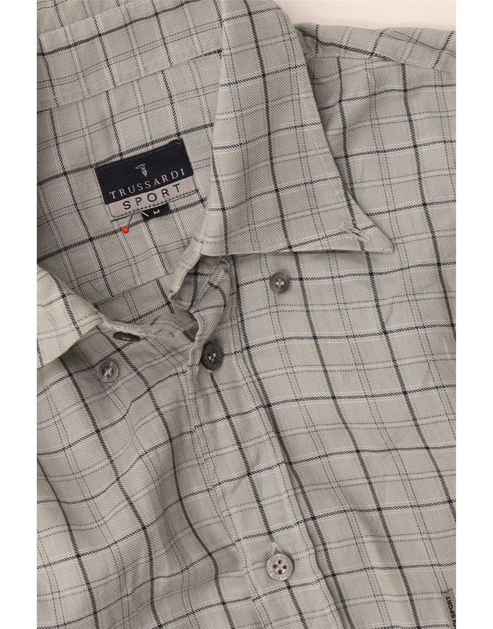 Мужская рубашка Trussardi среднего серого цвета в клетку