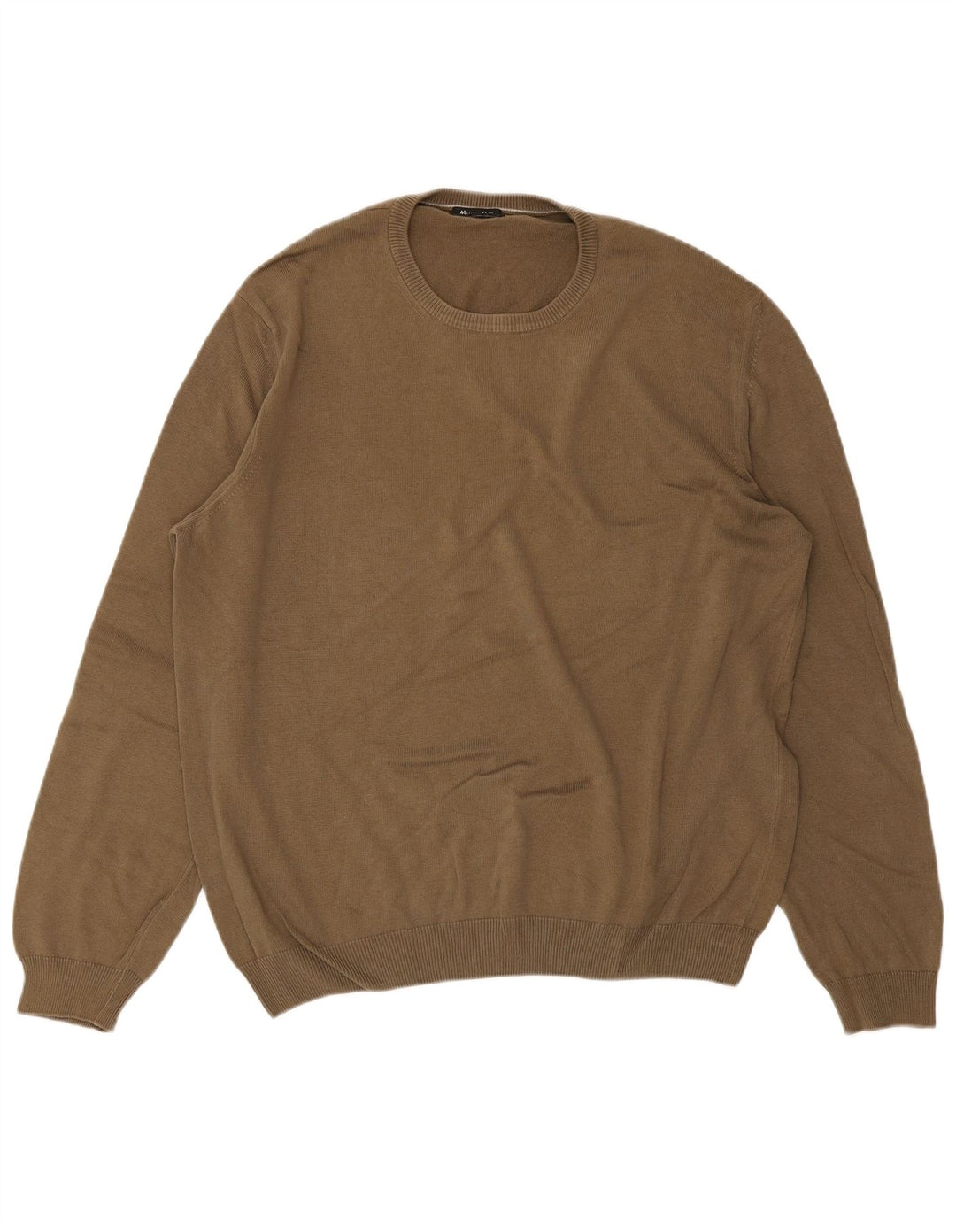 Мужской джемпер с круглым вырезом MASSIMO DUTTI XL, коричневый хлопок