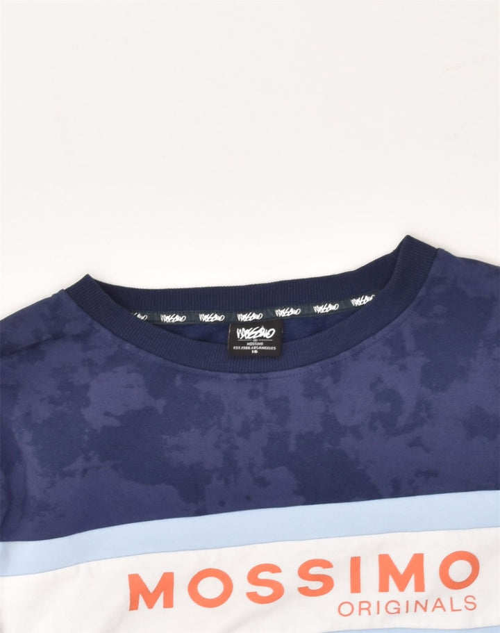 MOSSIMO Boys Graphic Sweatshirt Jumper 15-16 Years Navy Blue Tie Dye | Vintage Mossimo | Thrift | Second-Hand Mossimo | Used Clothing | Messina Hembry 