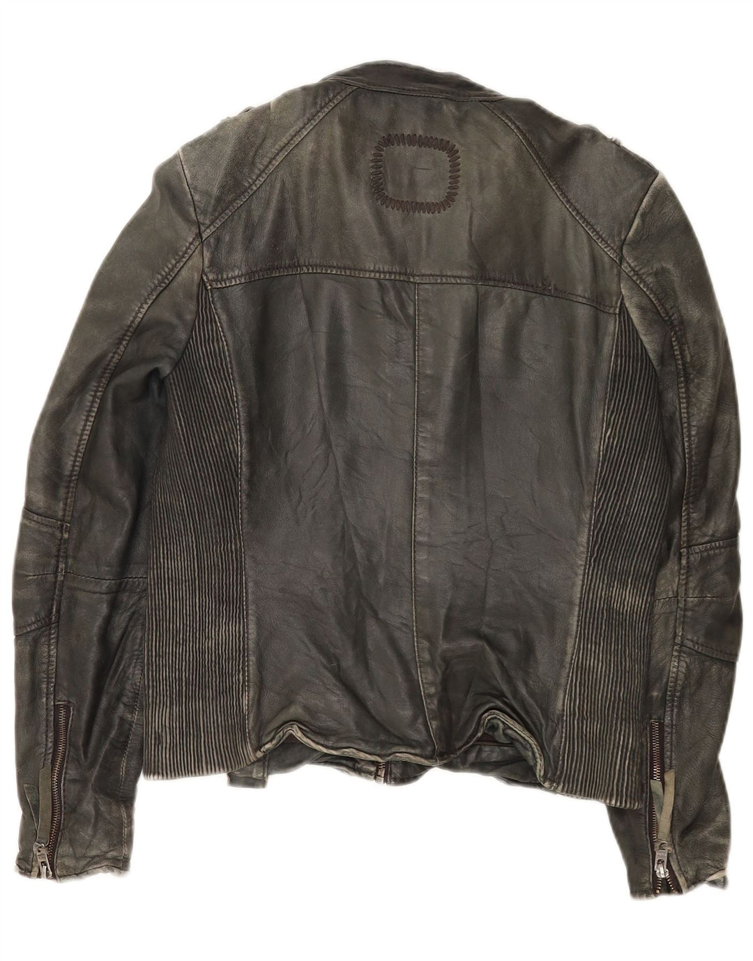 Женская кожаная куртка-гонщик Tigha UK 16, цвет хаки, большой размер