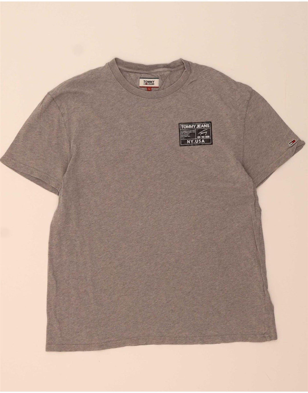 TOMMY HILFIGER Mens T-Shirt Top Large Grey Cotton