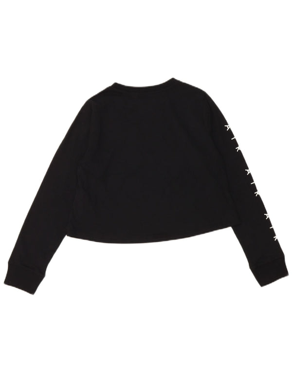 Укороченный топ с рисунком NIKE для девочек, длинный рукав, 10–11 лет, средний черный, хлопок