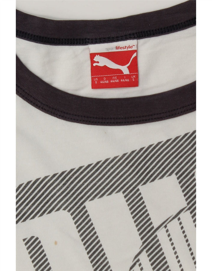 Мужская футболка с рисунком Puma, маленькая белая, с цветными блоками