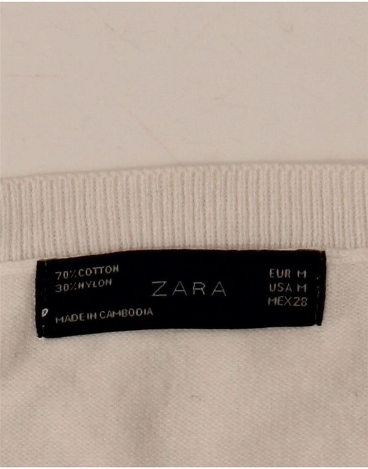 Женская майка без рукавов Zara UK 12, средний размер, белый хлопок