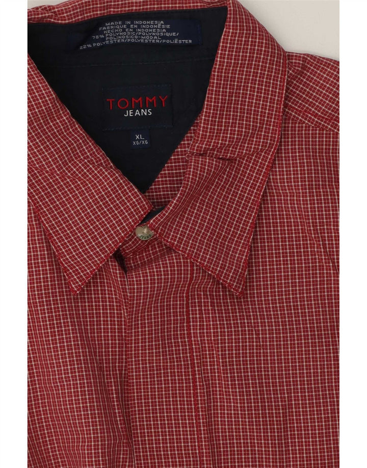 Tommy Hilfiger Мужская рубашка с коротким рукавом XL Красная клетчатая полиэстер