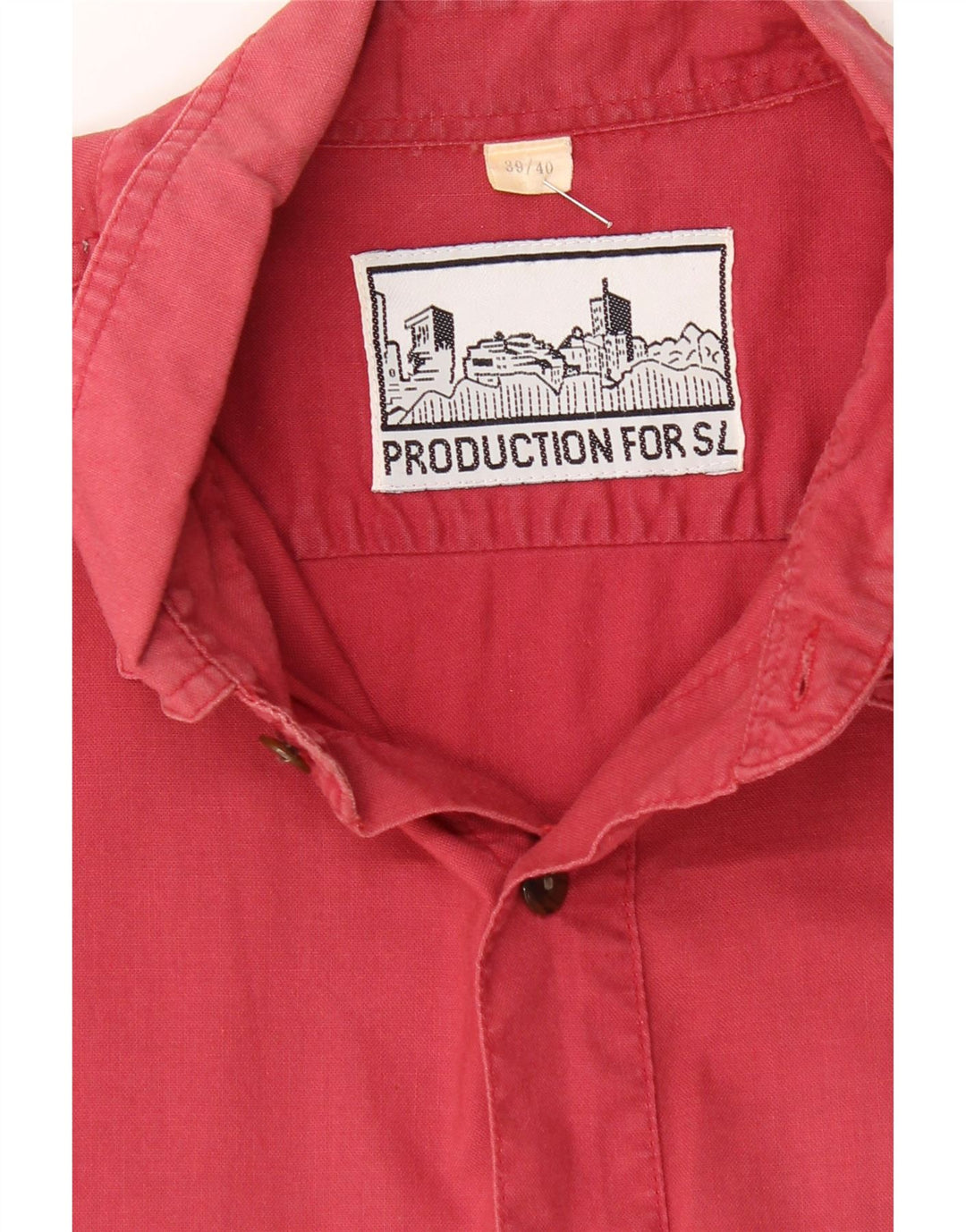 VINTAGE Mens Shirt UK 39/40 Medium Red Cotton Vintage Vintage and Second-Hand Vintage from Messina Hembry 