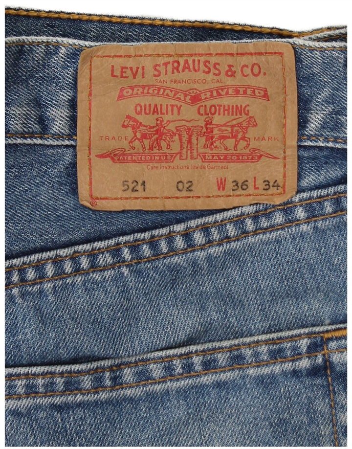 Мужские зауженные джинсы LEVI'S 521 с высокой талией W36 L30, синий хлопок