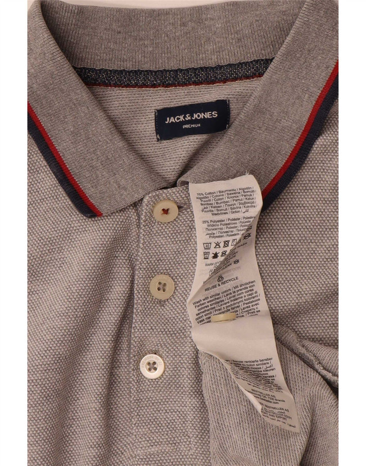 Мужская рубашка-поло Jack & Jones XL, серая, хлопок