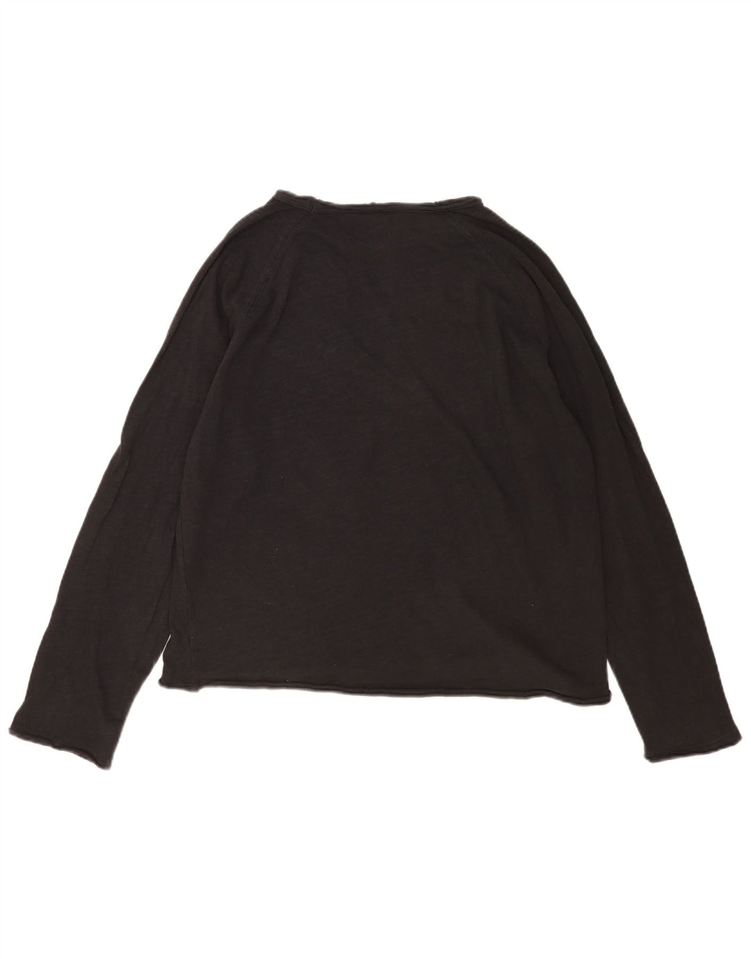 Женский топ оверсайз Zara UK 14 с длинным рукавом, средний черный хлопок