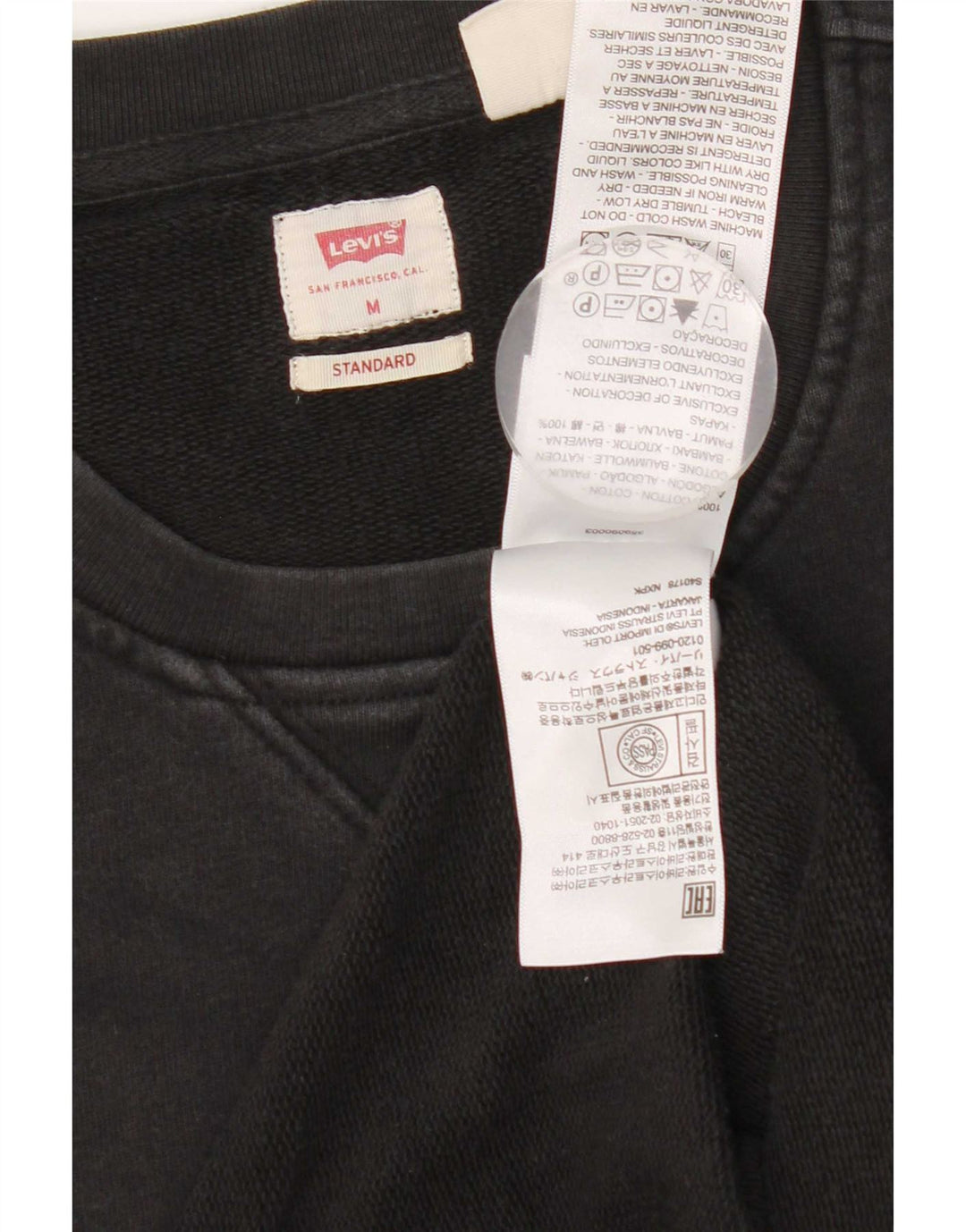 Мужской джемпер стандартного кроя Levi's, хлопковый джемпер среднего размера, черный