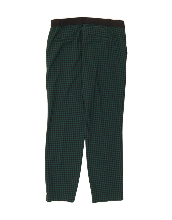 ZARA Womens Slim Cropped Trousers W32 L27 Green Gingham Polyester Vintage Zara and Second-Hand Zara from Messina Hembry 