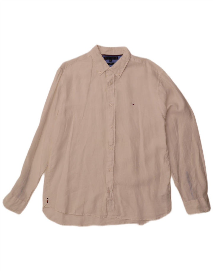 Мужская рубашка обычного кроя Tommy Hilfiger XL, белая льняная