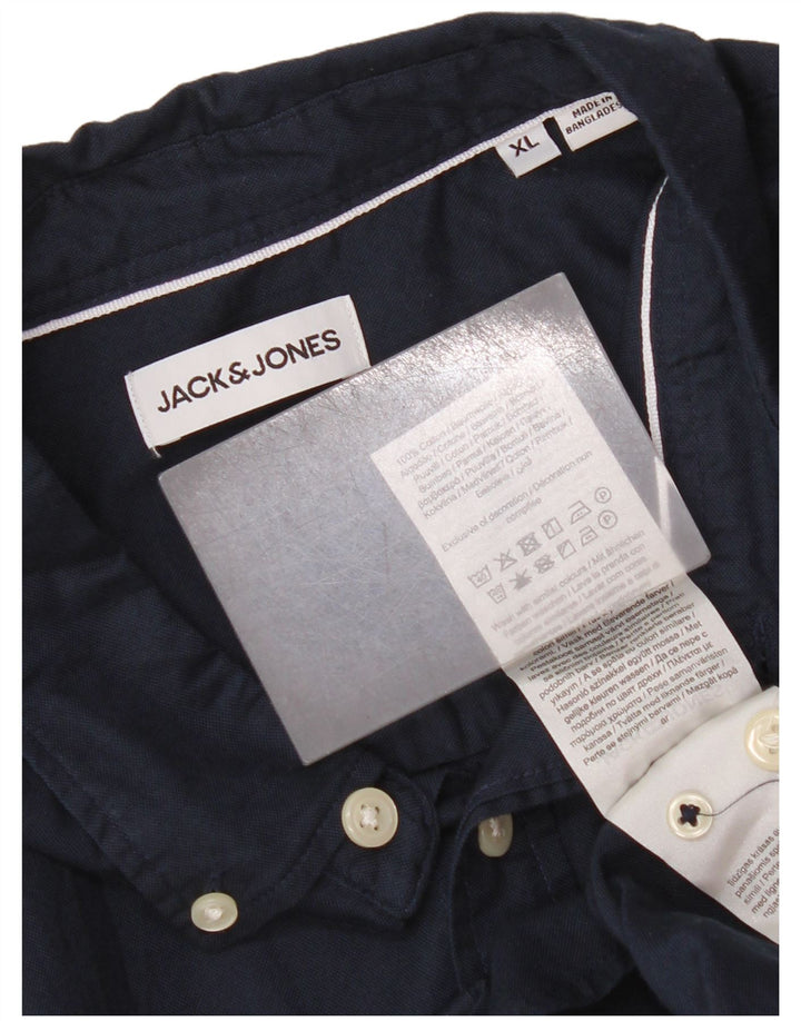 Мужская рубашка Jack & Jones XL, темно-синяя, хлопок