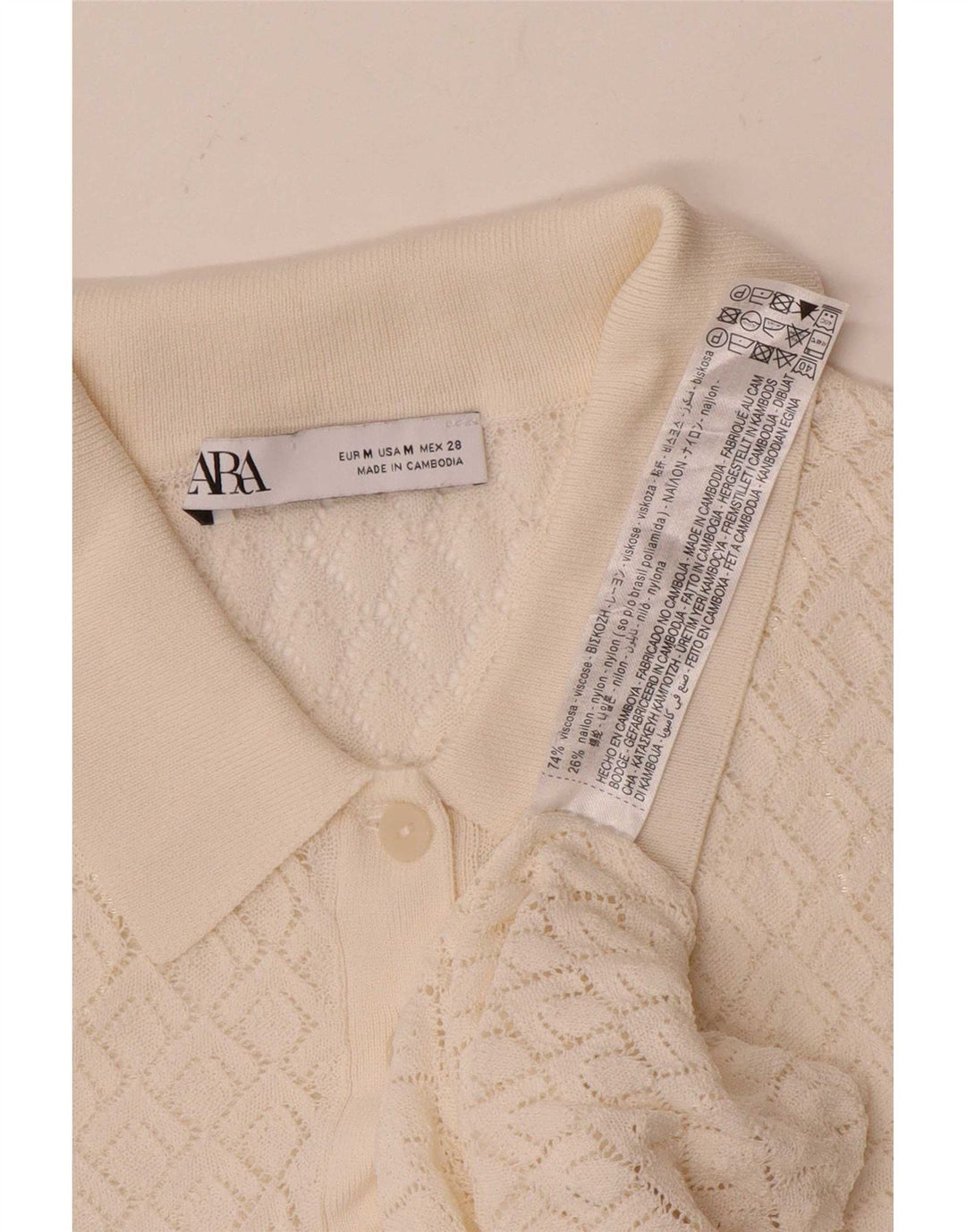 Женский джемпер с воротником поло Zara UK 12, средний белый вискоза
