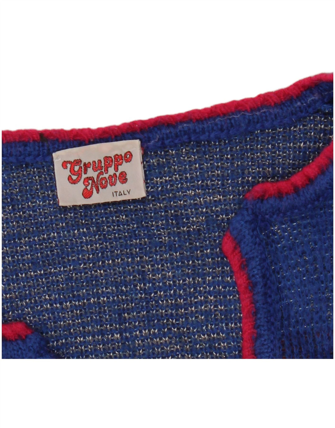 ВИНТАЖНЫЙ женский джемпер с V-образным вырезом и рисунком, Великобритания, 16, большой синий цвет