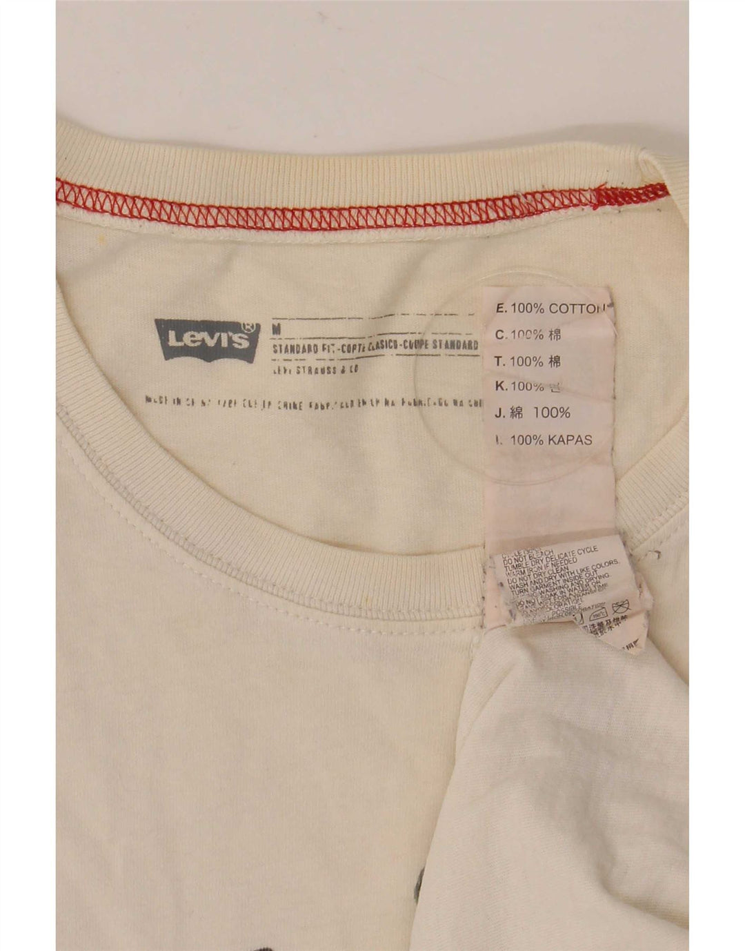 Мужская футболка стандартного кроя Levi's с рисунком, топ среднего размера, белый хлопок, хлопок