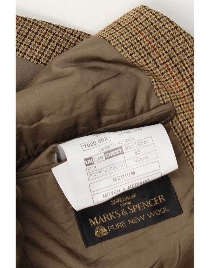 Мужской пиджак на двух пуговицах Marks & Spencer UK 40, средний бежевый с узором "гусиные лапки"